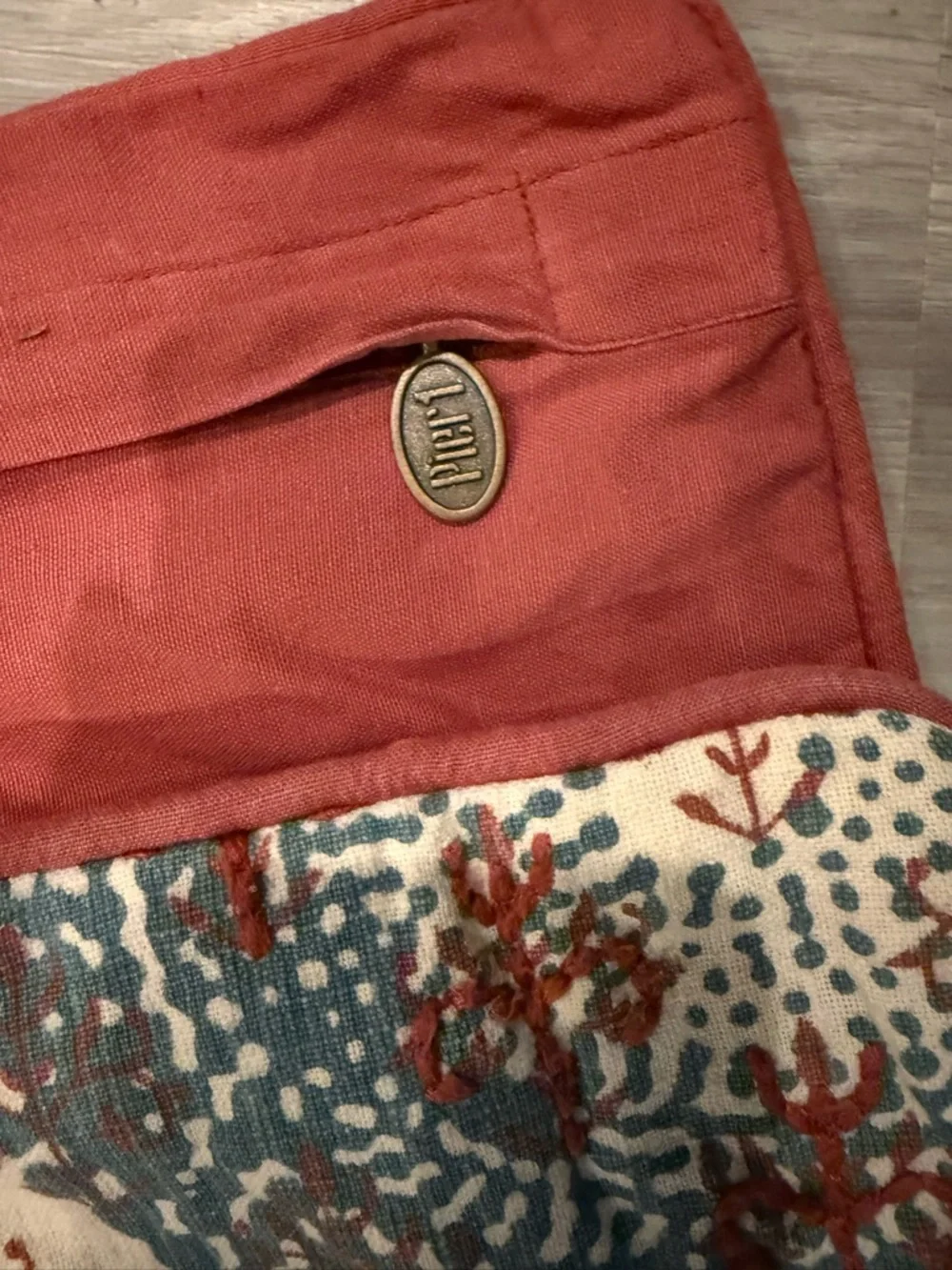 Pier 1 Blue and Rust Floral Embroidered Accent Pillow Cover‎ Set of 2
